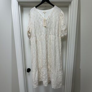 NWT roolee button front midi dress size XXXL cream white